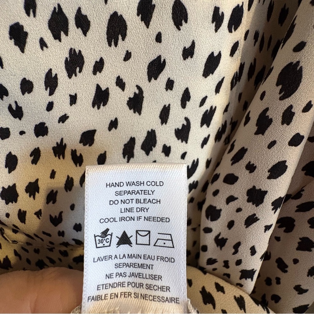 Pleione Women's Blouse Sz Medium Black & Cream Dotted Pullover Long Sleeve Work - Picture 6 of 6